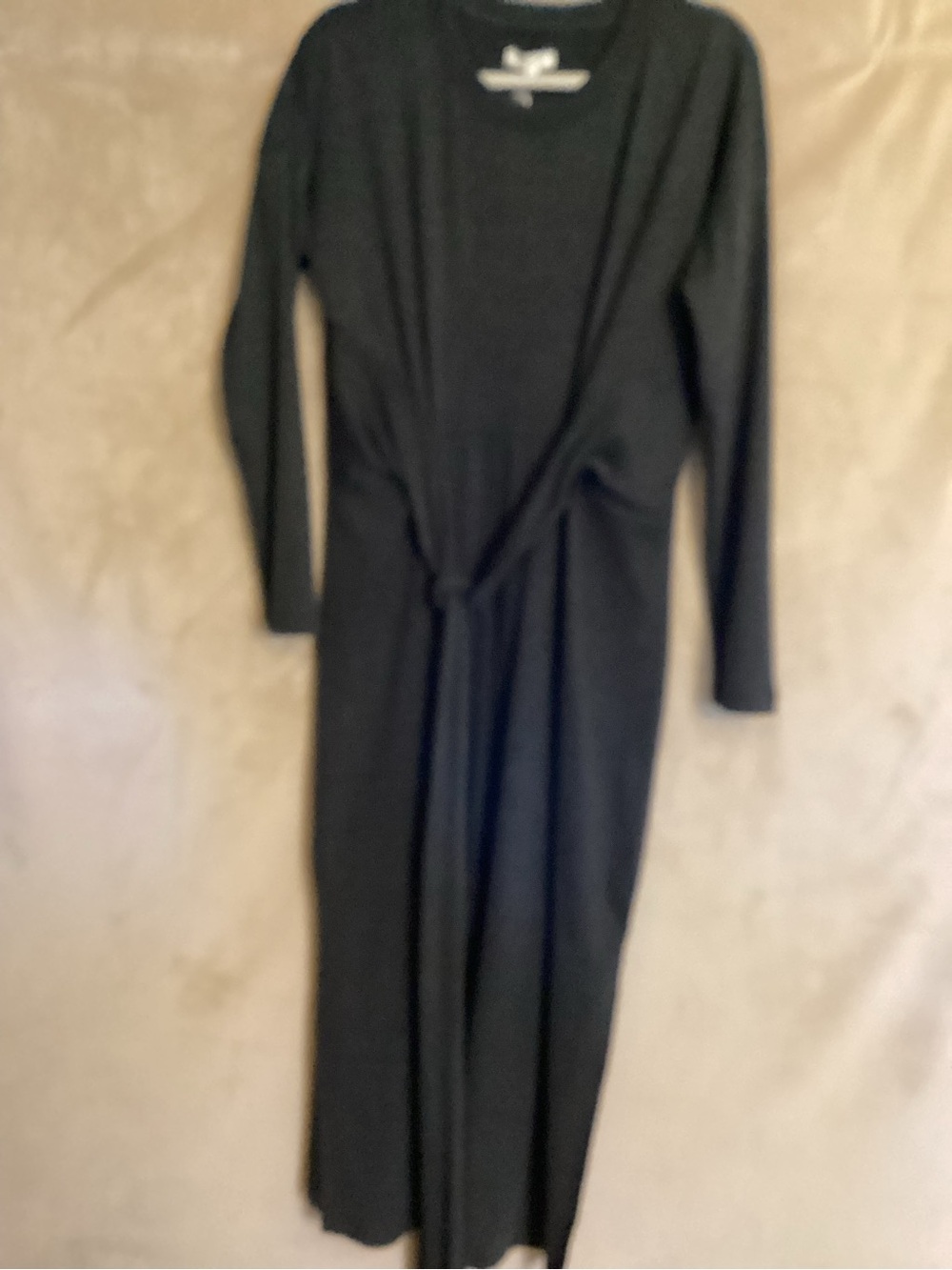 Grey State Black Long-Sleeve Midi Dress with Knot Detail